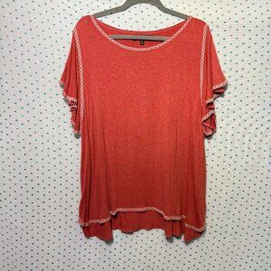 Max Studio Plus Size Women's Orange Scoop Neck Blouse